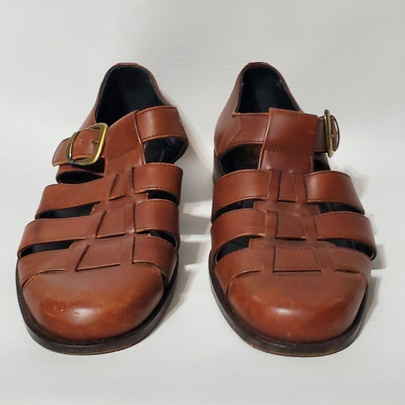 Pitti Shoes Firenze Brown Mens Sandals Cage Design Adjustable Buckle Size 7.5 D - Picture 2 of 13